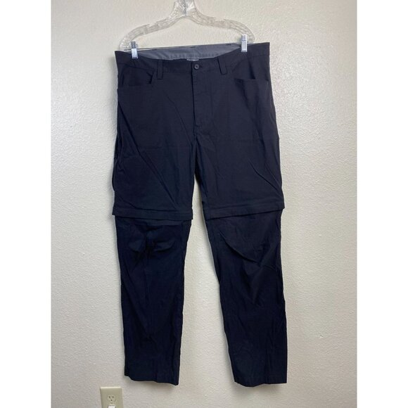 Eddie Bauer Convertible Cargo Black Pants Mens 40x34 Black Nylon Stretch Outdoor - Picture 1 of 14